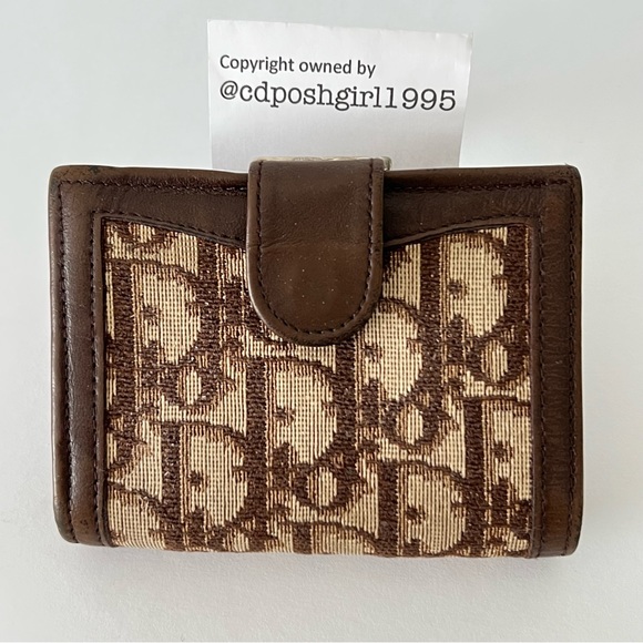 Vintage 70s Christian Dior Diorissimo oblique monogram wallet Leather canvas - Picture 1 of 16